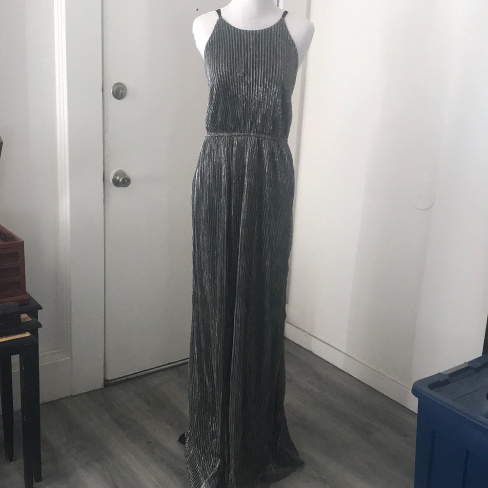 ☠️SOLD☠️ Soieblu shiny silver maxi dress/ gown